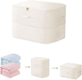 1PC Comforter Storage Bag, 2-Layer Zipper Blanket Storage Bags Ultra Space Saving Self Compression Organizer Bag for Comforters, Blankets, Clothes, Pillows and Bedding Sets (Beige, Large)
