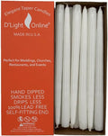 D'light Online White Taper Candles, 10 Inch Premium Quality Candles Hand-Dipped Tapered Candles, Dripless, Smokeless and Unwrapped Bulk Pack for Events - Set of 12 (10 Inch, White)