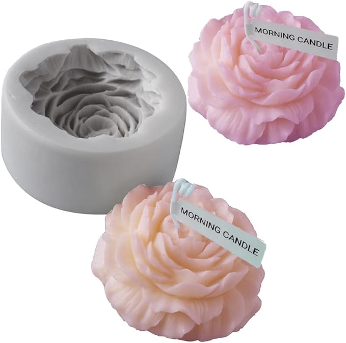 Cestony 3D Flower Peony Candle Silicone Molds for Making Candle Resin Pillar Aromatherapy gypsum Candles Wax Soap Flower Specimen Clay Craft