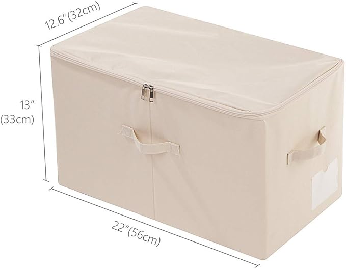 iwill CREATE PRO Pack of 2, Zip Lidded Wardrobe Storage Bins,Collapsible Fabric Storage Boxes for Clothing, Bedding, Toys, Blankets Organizer, Foldable & Washable, Beige