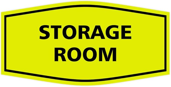 Signs ByLITA Fancy Storage Room Sign (Yellow/Black) - Small 2 Pack