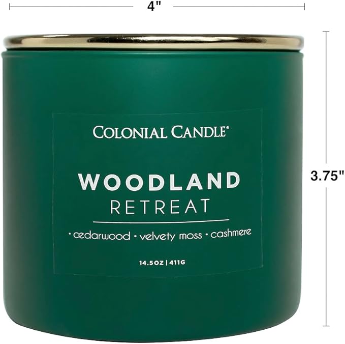 Colonial Candle Woodland Retreat Scented Jar Candle, Pop of Color Collection, 3 Wick, 14.5 oz - Up to 60 Hours Burn