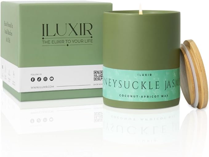 Honeysuckle Jasmine Scented Candle – Long-Burning Floral Fragrance | Premium Soy Wax Candle for Home, Bedroom & Gift | Clean Burn | Aromatherapy Decor