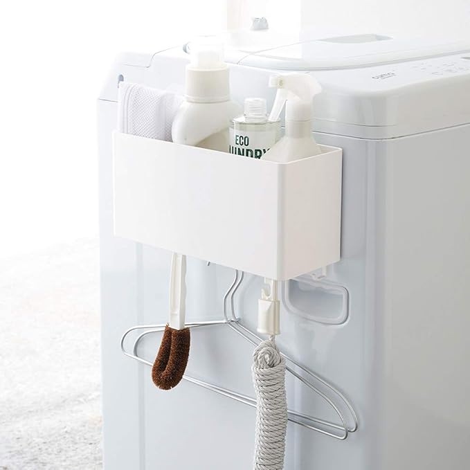 Yamazaki 4850 Magnetic Storage Basket Tower White Approx. 11.8 x 4.7 x 5.5 inches (29.5 x 12 x 14 cm) Tower Accessory Storage Hook Included
