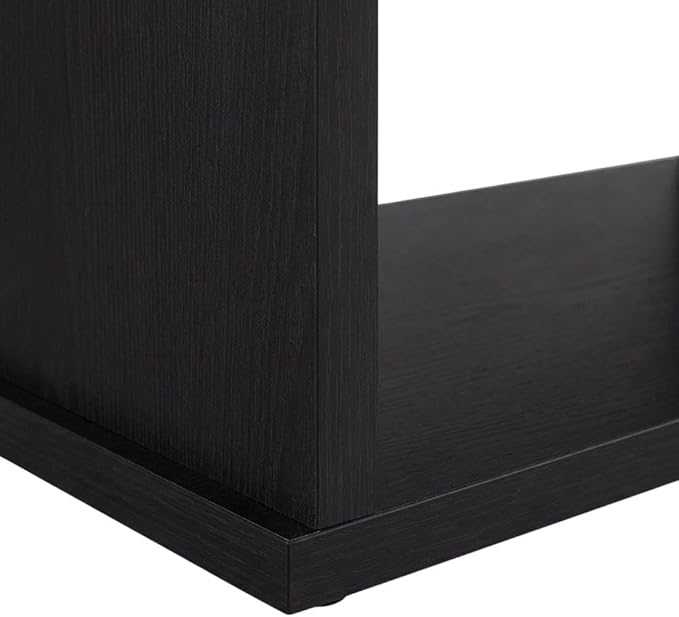 Furnifact Black 2 Tier TV Stand Media Console, Contemporary Living Room Entertainment Center with Engineered Wood Construction and Modern Design