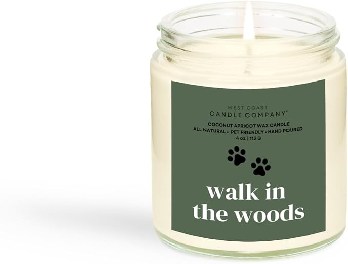 Walk in The Woods | Mini Pet Friendly Candle | Pet Safe | All Natural Clean Burning Soy | Non-Toxic | Dog & Cat Safe | Pet Odor Eliminator | Air Freshening Scented Candle | 4 oz