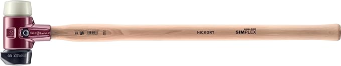 Halder Simplex SledgeHammer 3028.261 – Medium-Hard "Stand-Up" Rubber Insert, Nylon Insert, Cast Iron Housing with Handle Protection Sleeve, Varnished Wooden Handle, 60mm, 4.2 lbs.