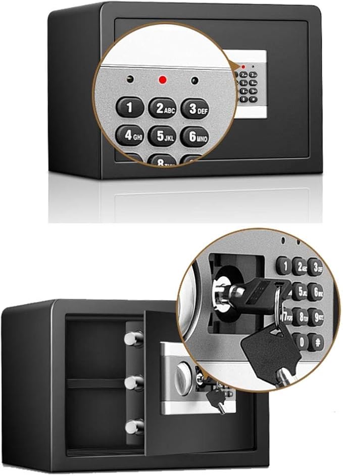 Safety Safe Security Box Home Safe Wall Digital Cabinet Safe Box With Lock Solid Steel Construction For Home Office Hotel Jewelry Cash Storage Wall Mountable (Color : Black Size : 25x35x25cm) (Black 2