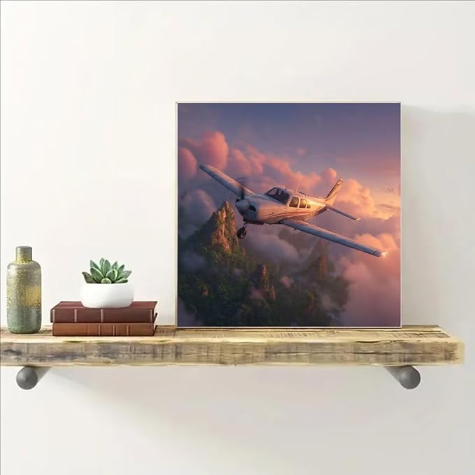 Diamond Art Kits for Adults Airplane Diamond Painting Kit Cloud, DIY Crafts for Adults 5D Full Square Drill Gem Art Embroidery Painting Kit for Home Wall Decor, Birthday Girl 31.5x31.5inch K-F676