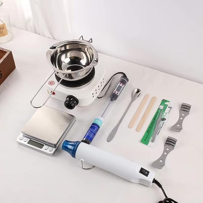 DIY Scented Candles Making Kit/Wax Melting Tools Set for Kids, Beginners, Adults, Including 500W Electric Stove, 400ml Stainless Steel Pot, Digital Scale, Heat Gun,Thermometer,Candle Making Supplies