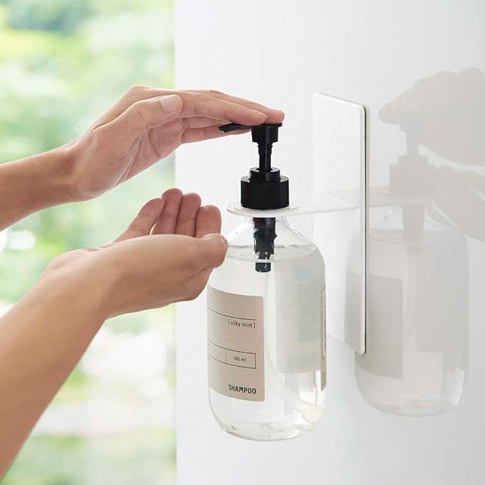 Yamazaki 4867 Magnetic Bathroom Dispenser Holder, White, Approx. W 2.8 x D 3.1 x H 6.7 inches (7 x 8 x 17 cm), Tower Floating Storage, Hygienic