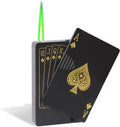 Jet Torch Lighter Green Flame Ace of Spades Design Cool Lighters Refillable Butane Windproof Poker Lighter Adjustable Cool Flame for BBQ, Candle, Gift for Men/Women (Without Gas) (Black Ace)