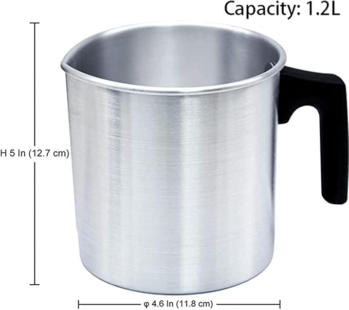 AGLARY Candle Wax Melting Pot, Double Boiler Aluminum Candle Making Pouring Pot, with Heat-Resistant Handle and Dripless Pouring Spout, for Melting Beeswax Soy Wax and Paraffin - 1.2 L…