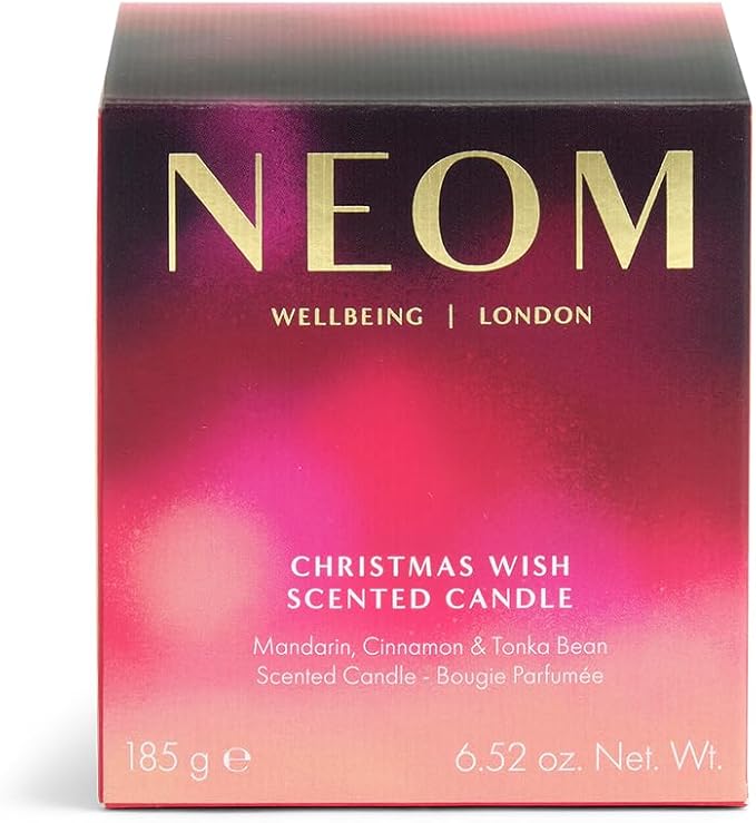 NEOM Christmas Wish Candle, 1 Wick | Mandarin, Cinnamon & Tonka Bean I Made with 100% Naturally derived Wax I Designed to Help You Relax and Unwind I Expertly Blended I Hand Finished