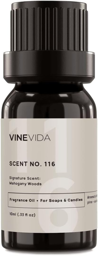 VINEVIDA [10 ml] Mahogany Woods; Fragrance Oil for Candle Making and Soap Making - Premium Candle Scents for Soy Candles