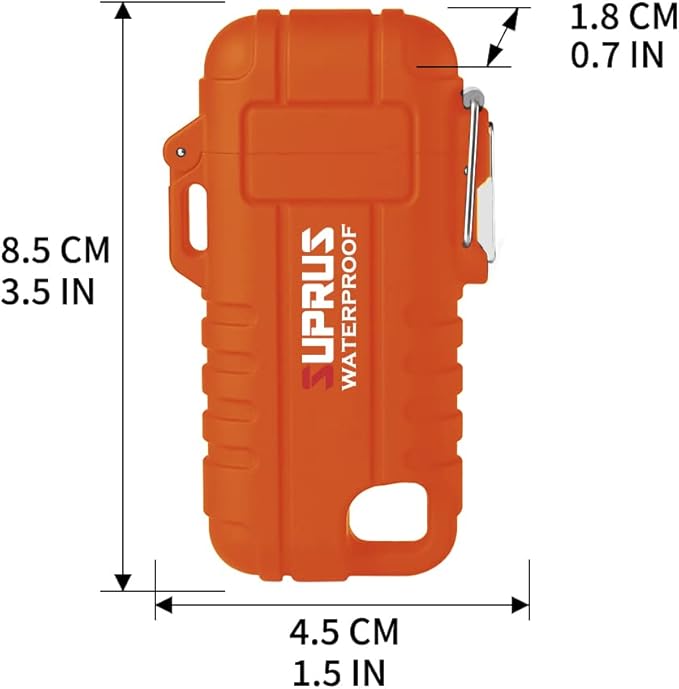 SUPRUS Waterproof Lighter Windproof Lighter Arc Plasma Lighters USB-C Rechargeable with Expandable and Flexible Neck for Outdoor, Camping & Kitchen (Orange, 2Packs)