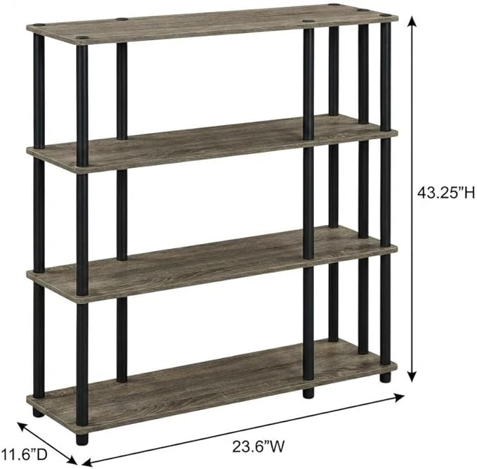 Furnifact French Oak Black Bookcase, Modern Wood Storage Shelf, Durable Construction, Stylish Home Office or Living Room Organizer