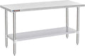 DuraSteel 30x72 Stainless Steel Work Table - NSF Commercial Prep Metal Table - Outdoor Pizza Oven Stand w/Under Shelf - Kitchen Island Laundry Utility Garage Microwave Stand Large Rolling Storage Cart