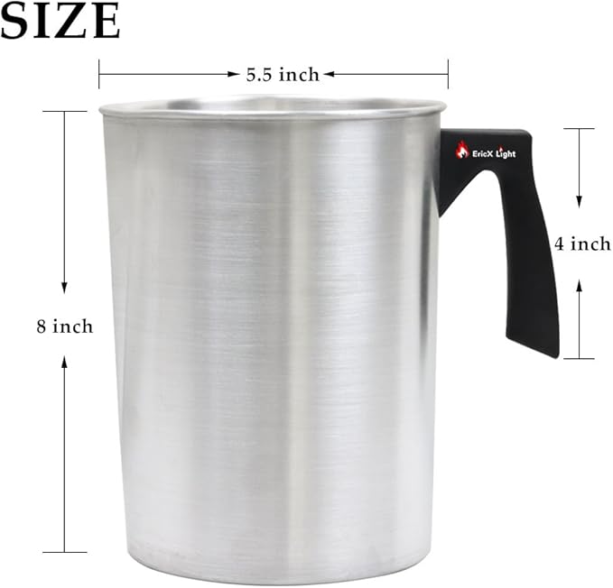 EricX Light Candle Making Pouring Pot, 4 pounds, Dripless Pouring Spout & Heat-resisting Handle Designed Wax Melting Pot, Aluminum Construction Candle Making Pitcher