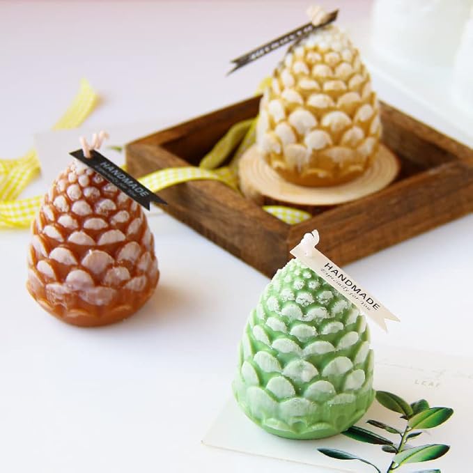 8 pcs Silicone Candle Making Molds Set, 3D Silicone Mold, Pumpkin Christmas Tree Pine Cone Yarn Ball Bubble Cube Soap Baking Desser Soy Wax Candle Mold, DIY Scented Candle (with 100pcs Wax Core)