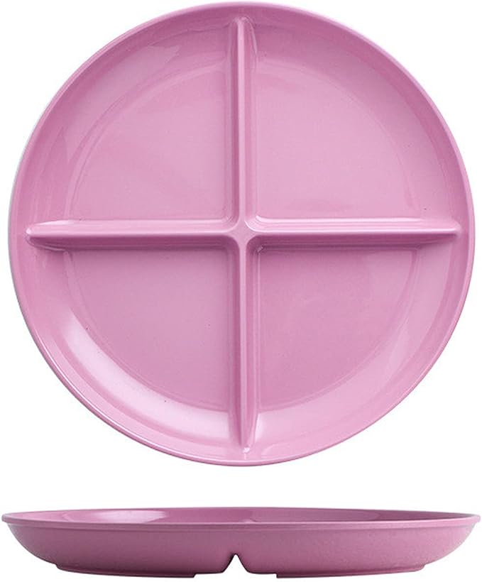 4 Compartment Divided Plates Toddler Plate For Kids Snacks Divided Plates For Adults Baby Dinner Plate For Fitness and Weight Loss, Snack Fruit Plate BPA Free - 1 Pack