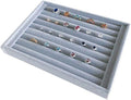 Grey Velvet Ring Organzer Holder Ring Display Tray Ideal for Small Space Drawer Closet Practical Stackable Premium Grade (Ring Tray)