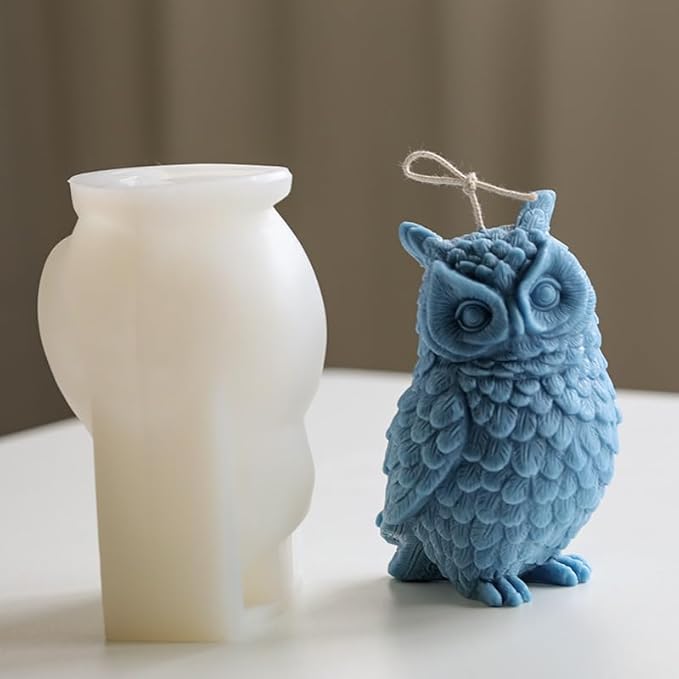 Large Owl Silicone Candle Mold, DIY 3D Animal Resin Casting Chocolate Mold Clay Soap Mould for Plaster Candle Making Home Decoration