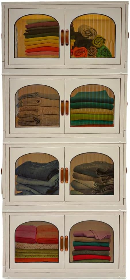 120QT Stackable Storage Bins with Lids and Wheels - Collapsible Folding Organizer, 4 Pack for Closet, Large Blanket and Clothes Storage at Home, Garage and Office Organization