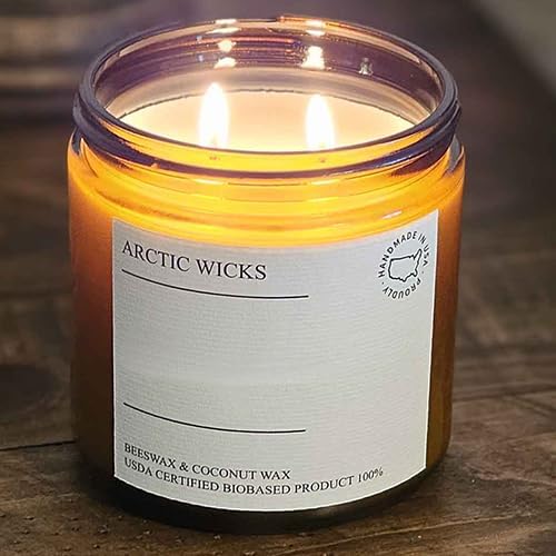 Arctic Wicks Handcrafted Candles | Non Toxic Coconut Beeswax Candles 16oz Double Wick | 100% USDA Certified Biobased, Handmade, Premium Waxes, Non-Toxic (Apple Macintosh, 16oz Amber Jar)