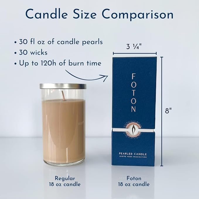 Foton Pearled Candle 18 Oz - Lavender Love Scented Non Toxic Luxury Long Lasting Powder Candles up to 120 Hours - Refillable Candle Sand with 30 Wicks for Candle Making