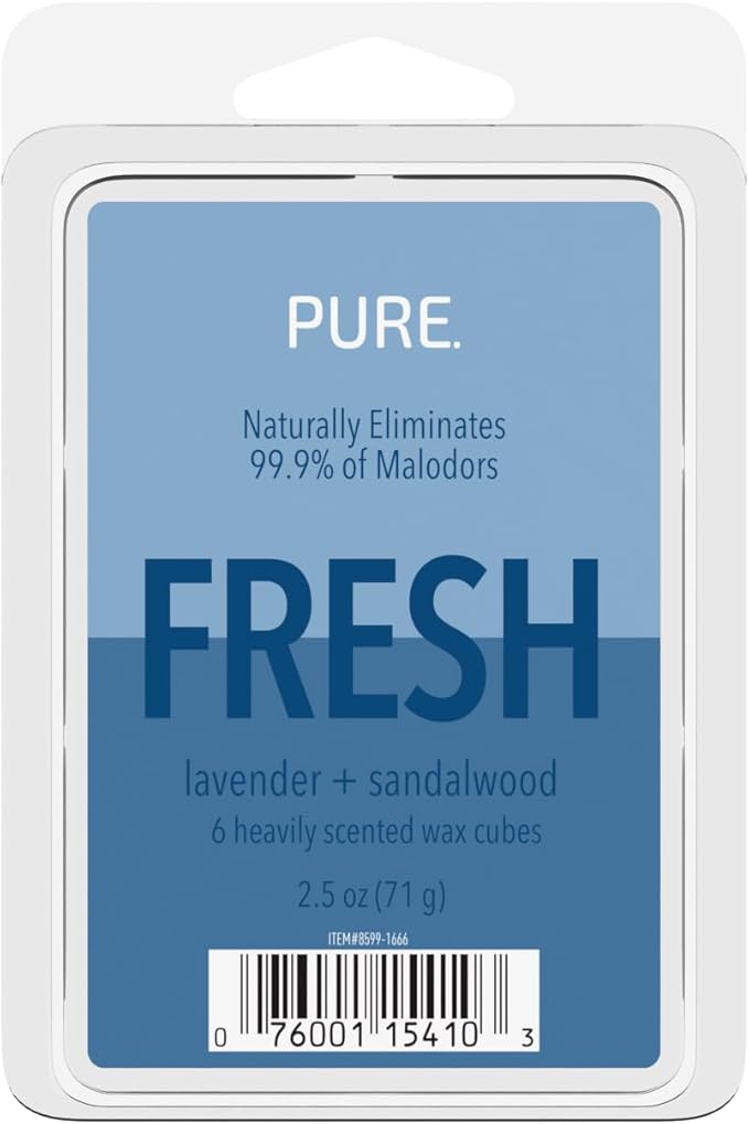 Candle-Lite Pure Wax Melts Lavender & Sandalwood Scent, Odor Eliminating, 3 Pack, Eliminates 99.9% of Odors, 6-Cube 2.5 oz Scented Wax Cubes, Proudly Poured in The USA, Ideal Gift for Home Fragrance
