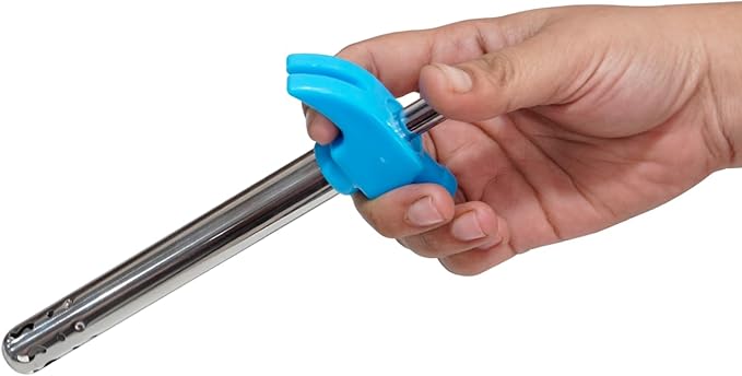 Easy Grip Premium Waterproof Stainless Steel Matt Finish Regular Gas Lighter for Gas Stove, Restaurants & Kitchen Use (Blue)