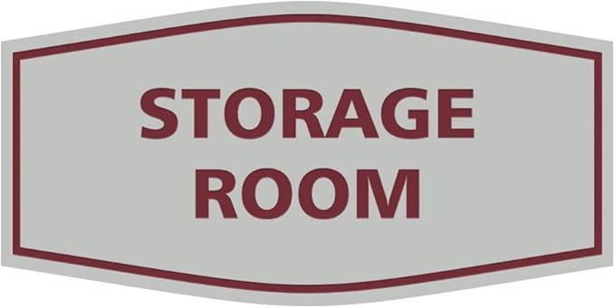 Signs ByLITA Fancy Storage Room Sign (Light Grey/Burgundy) - Small 2 Pack