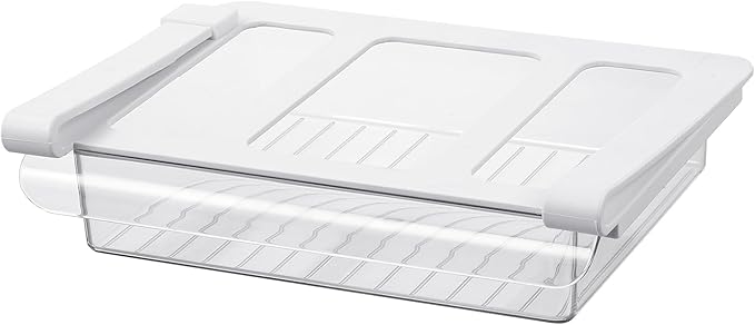 Pull-Out Fridge Drawer Organizer - Under Shelf Storage Bins for Cheese Slices, Deli Meat & Small Items - Space Saving Refrigerator Organizer (2" Height x 8.66" Width)