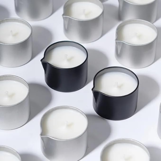 Ryaner 12PCS 2oz Candle Tins With Pour Spout Lids, Bulk Candle jar for DIY making, Empty Metal Container for massage candles making.