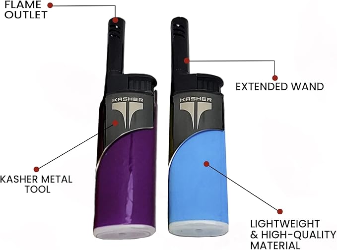 Kasher EZ Reach Candle Lighter with Candle Tool - Extended Wand - Ideal for Lighting Scented Candle Jar, Camping, Outdoor, and BBQ - Pack of 2