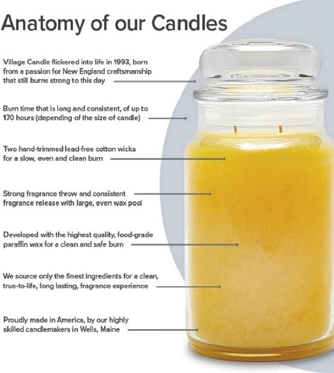 Village Candle Lemon Pound Cake Large Glass Apothecary Jar, Scented Candle, 21.25 oz., Yellow