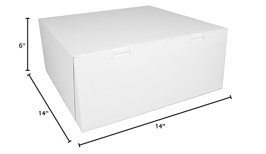 SCT White One-Piece Non-Window Bakery Boxes, 14 x 14 x 6, White, Paper, 50/Carton