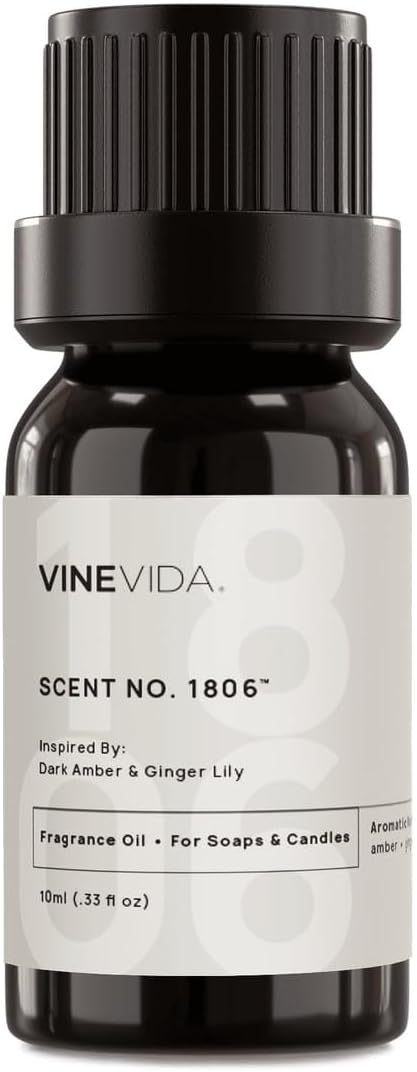 VINEVIDA [10mL] Dark Amber & Ginger Lily Fragrance Oil for Candle Making - Natural Candle Oil Scents - Soap Making Essential Oil - Made in USA