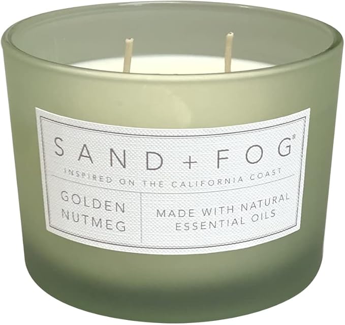 Sand + Fog Scented Candle - Golden Nutmeg – Additional Scents and Sizes – 100% Cotton Lead-Free Wick - Luxury Air Freshening Jar Candles - Perfect Home Decor – 12oz