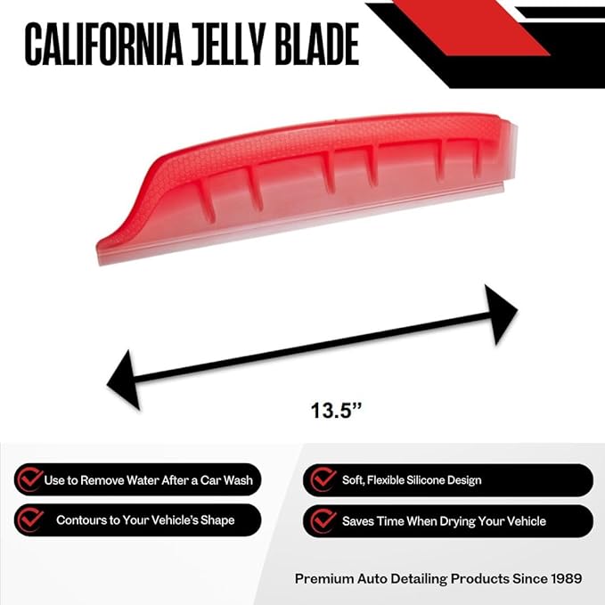 California Car Duster Jelly Blade Flexible Silicone Auto Drying Tool in Red 20083