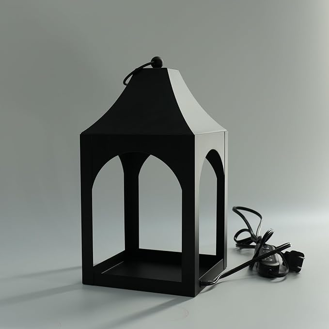 Candle Warmer Lamp with Timer, Dimmable Vintage Lantern for Large Jar Candles, Top-Down Electric Candle Lamp Warmer with 2 Bulbs, Safe for Children & Pets, Hanging Black Home Decor Gift