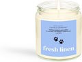 Fresh Linen | Mini Pet Friendly Candle | Soy-Free Coconut Apricot Wax | Clean Burning | Non-Toxic | Veterinarian Approved | Pet Odor Eliminator | Air Freshening Scented Candle | 4 oz