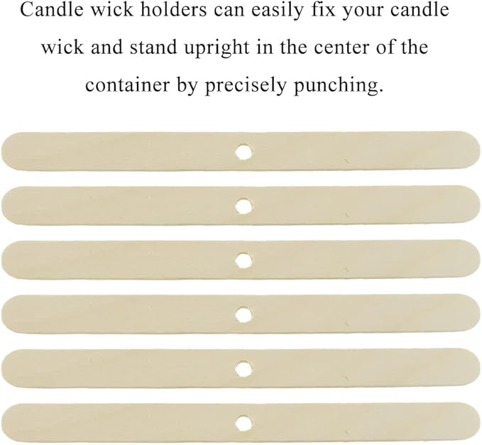 HAHIYO 50PCs Single-Hole Wood Candle Wick Centering Devices Wooden Candle Wick Holder Wick Setter Candle Wick Centering Tool for DIY Candle Making Candle Making Supplies Accessories