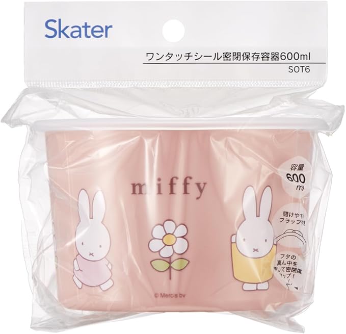Skater SOT6-A One-Touch Seal Container, Small, 20.3 fl oz (600 ml), Airtight Container, Storage Container, Miffy