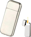 NIVEK Slim Compact Lighter, Ultra Thin, Small Portable, Soft Flame Refillable for Men Women (Silver)
