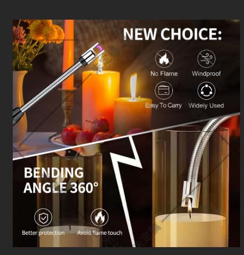 Bend-It Flexible Neck Arc Lighter — USB Rechargeable, Windproof & Flameless | Long Reach for Deep Jar Candles, Stove, BBQ & Fireplace - Pink