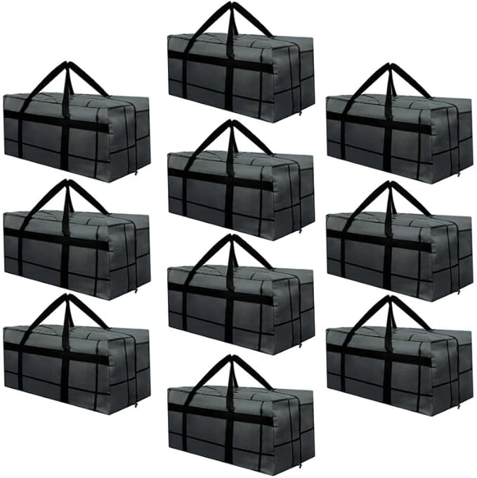 10Pack Extra Large Heavy Duty Moving Bags with Zippers & Reinforced Handles Heavy-Duty Storage Totes – Moving Boxes for Clothes, College Supplies, and Moving – Waterproof & Foldable (Large)