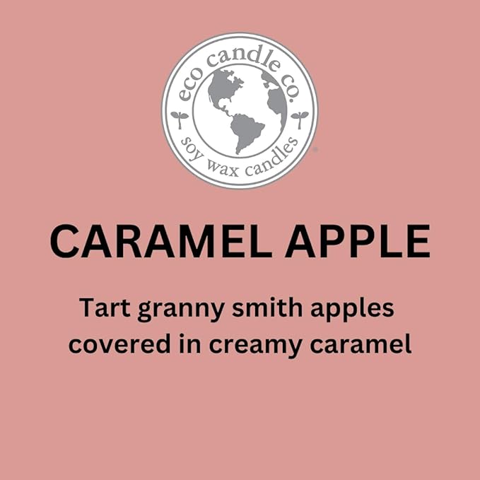 ECO CANDLE CO. Recycled Candle, Caramel Apple, 8 oz. - Scents of Granny Smith Apples and Creamy Caramel - 100% Soy Wax, No Lead, Kraft Paper Label & Lid, Hand Poured, Phthalate Free, Midwest Soybeans