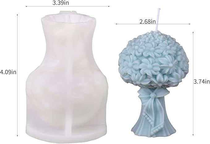 1Pack Flower Bouquet Candle Silicone Molds Epoxy Resin Wax Mold Silicone Shapes Flower Mold for Candle Craft Making Wedding Gift Decoration